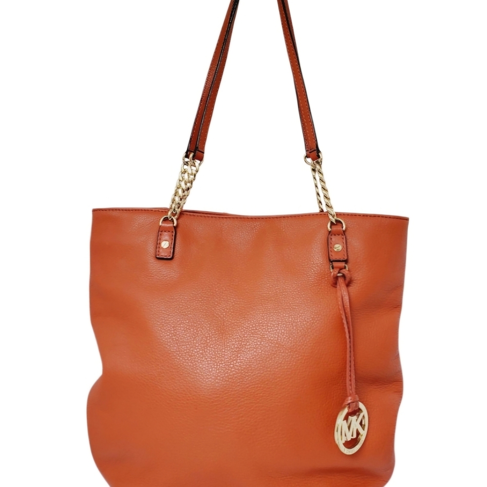 Michael Kors Jet Set Pebbled Leather  Chain Shoulder Tote Bag